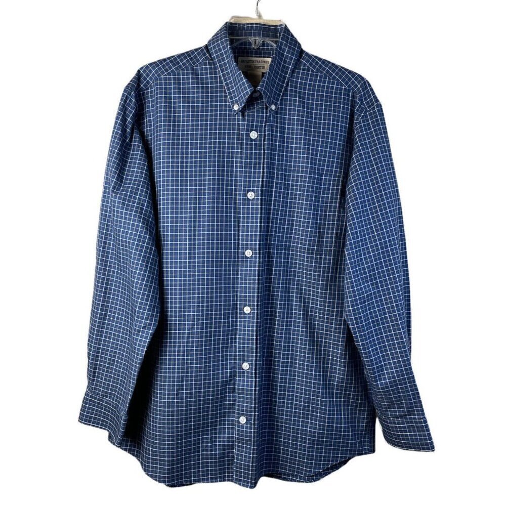Duluth Trading Co. Men's Size M Plaid Wrinkle Fighter Dress Shirt 100% Cotton